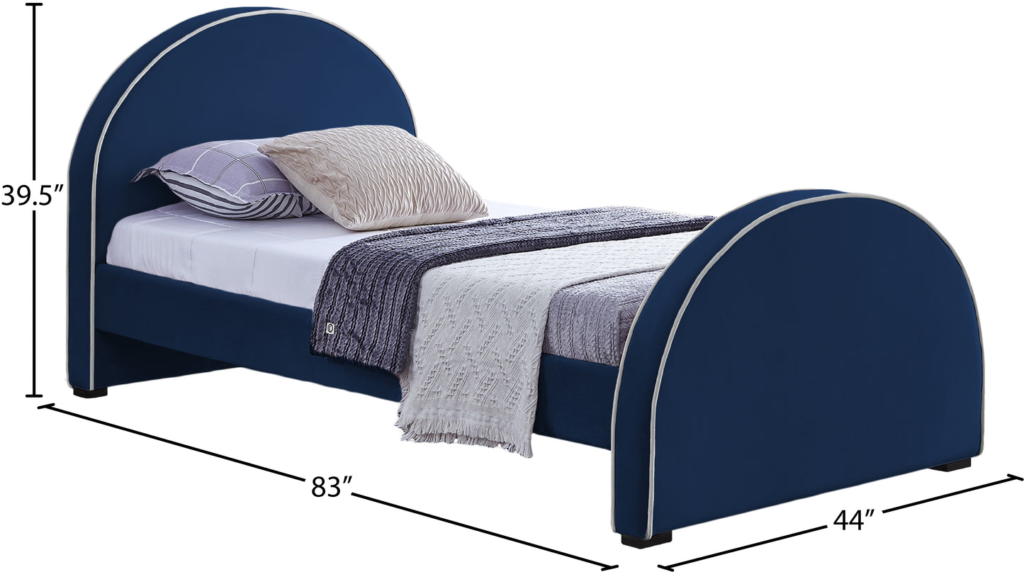 glitz navy velvet twin bed t