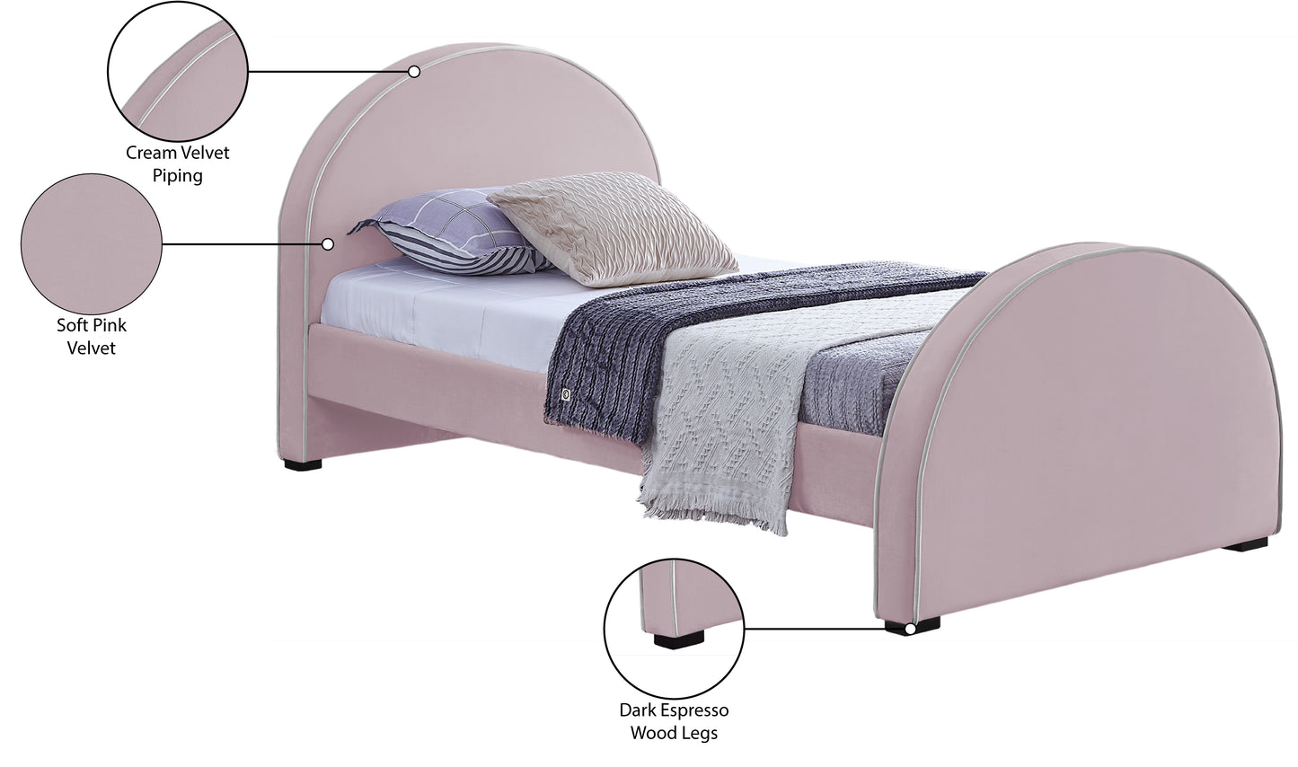 glitz pink velvet twin bed t