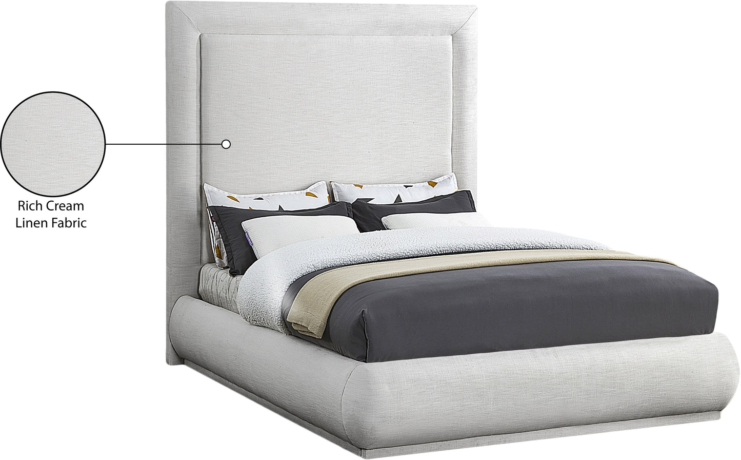 rory cream linen textured fabric king bed k