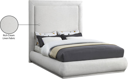 Rory Cream Linen Textured Fabric King Bed K