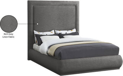 Rory Grey Linen Textured Fabric King Bed K