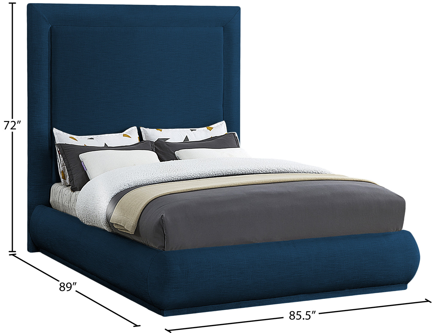 rory navy linen textured fabric king bed k