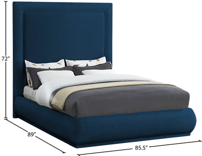 Rory Navy Linen Textured Fabric King Bed K