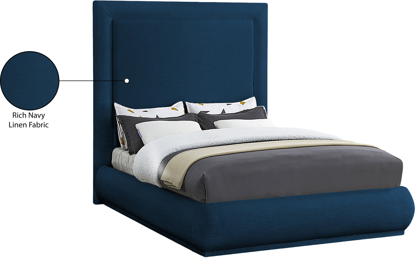 rory navy linen textured fabric king bed k