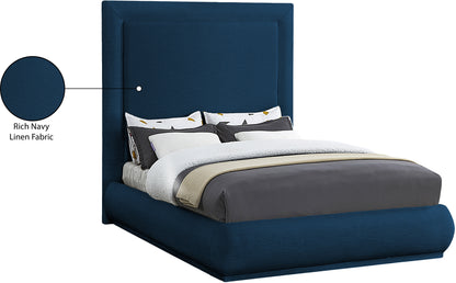 Rory Navy Linen Textured Fabric King Bed K