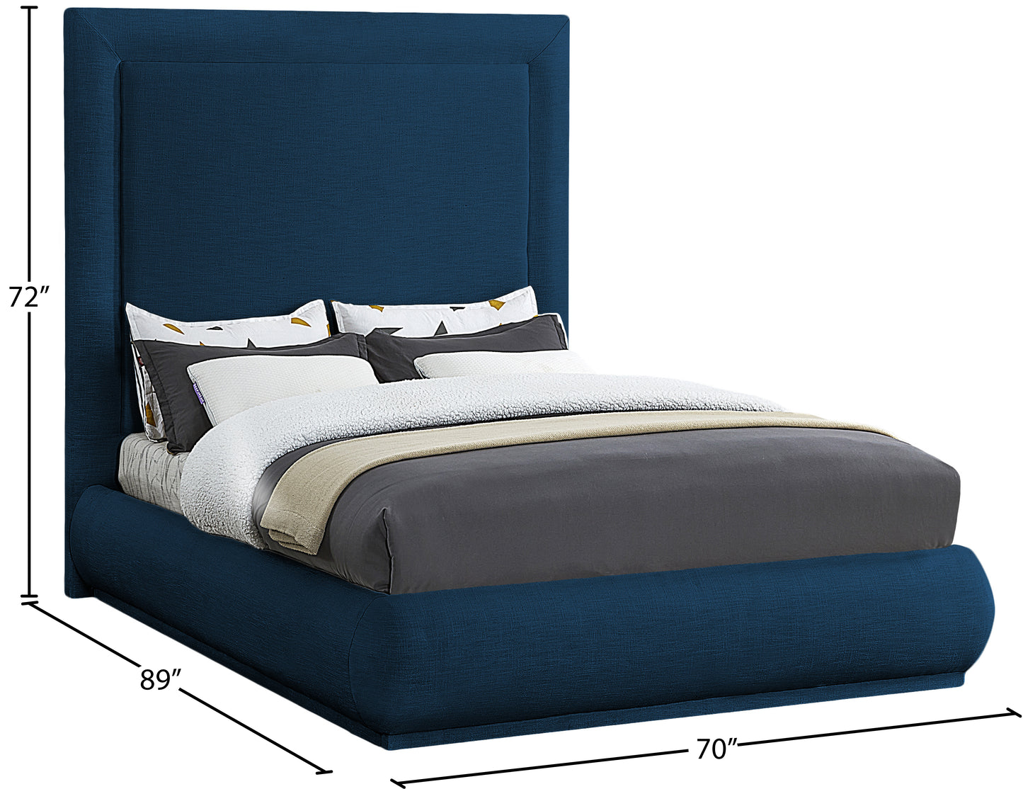 rory navy linen textured fabric queen bed q