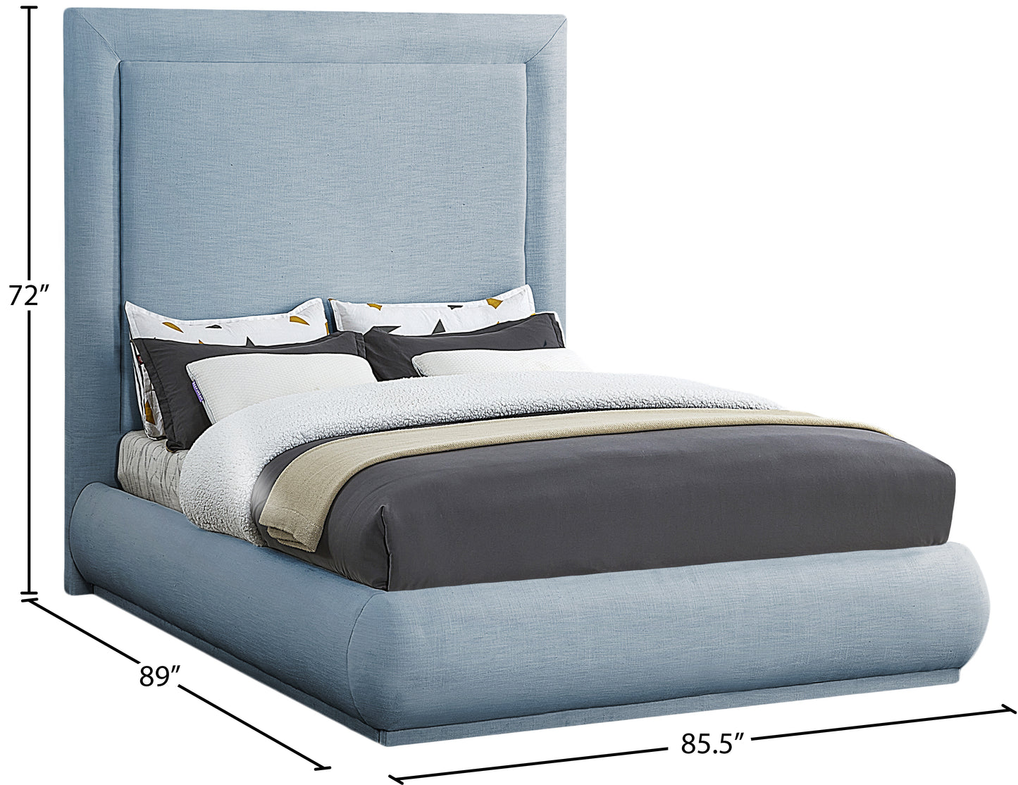 rory light blue linen textured fabric king bed k