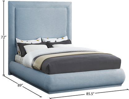 Rory Light Blue Linen Textured Fabric King Bed K