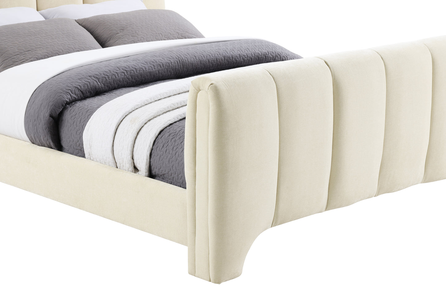 karina beige chenille fabric full bed (3 boxes)