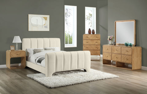Monroe Beige Chenille Fabric Upholstered Full Bed, 1 Piece