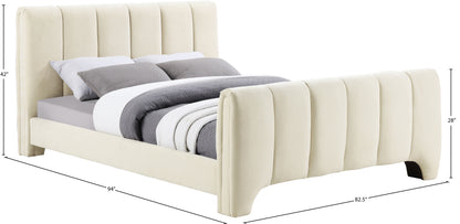 Karina Beige Chenille Fabric King Bed (3 Boxes)