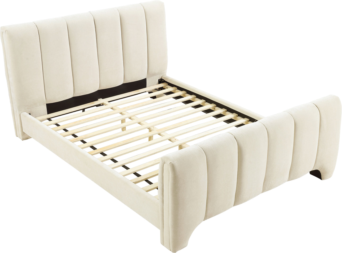 karina beige chenille fabric king bed (3 boxes)