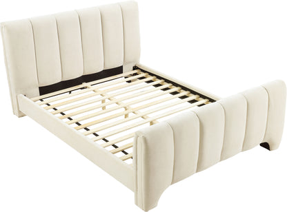 Karina Beige Chenille Fabric King Bed (3 Boxes)