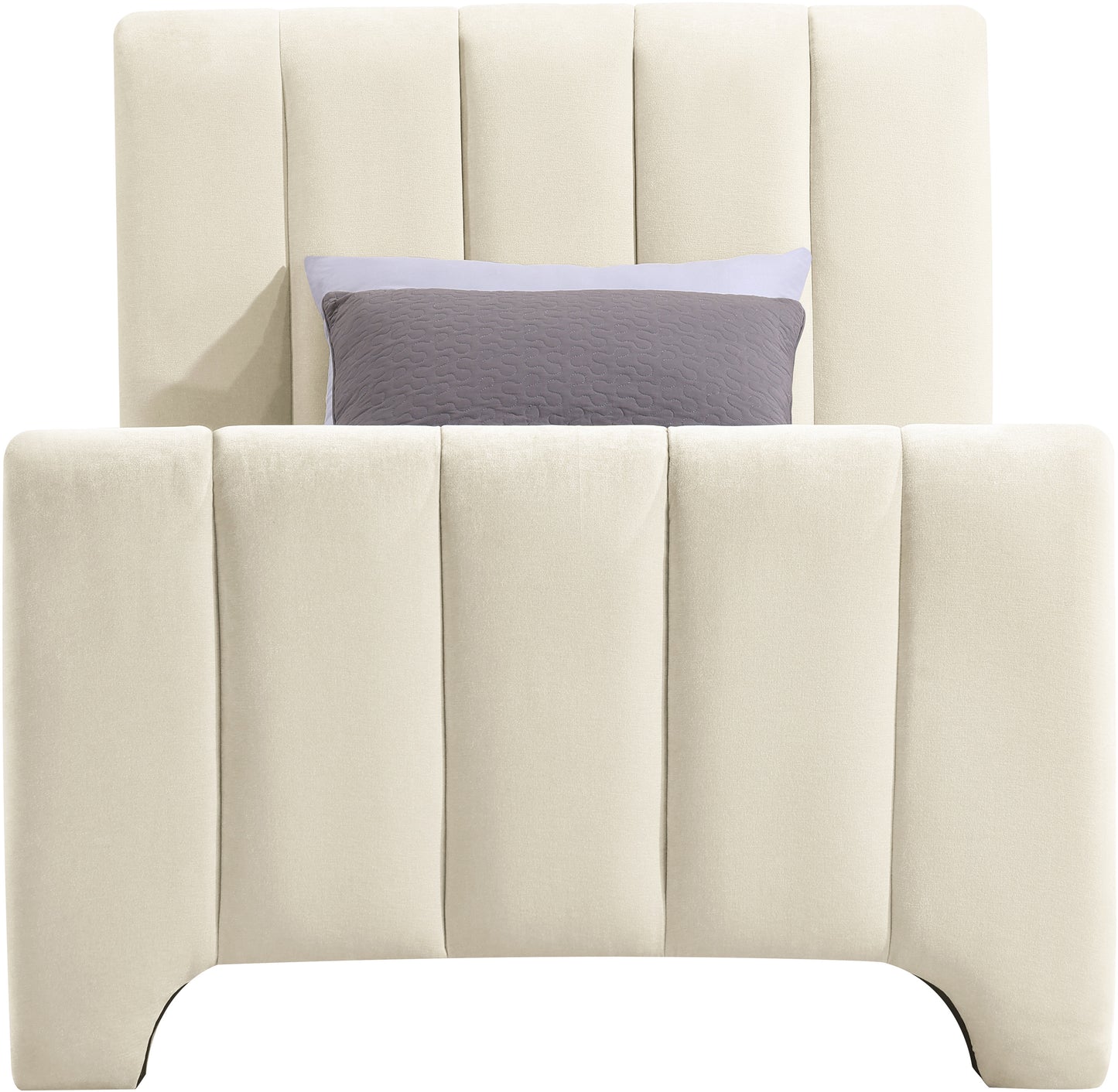 karina beige chenille fabric twin bed (3 boxes)