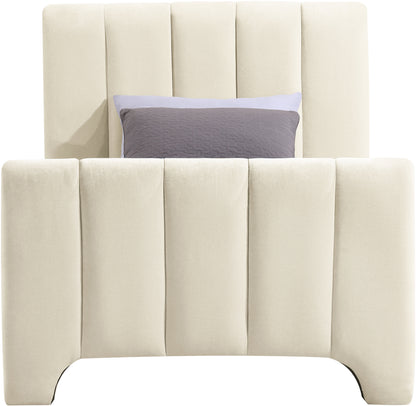 Karina Beige Chenille Fabric Twin Bed (3 Boxes)