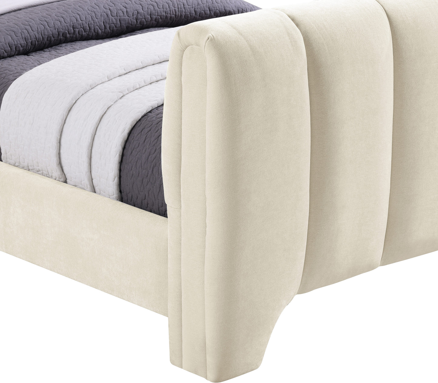 karina beige chenille fabric twin bed (3 boxes)