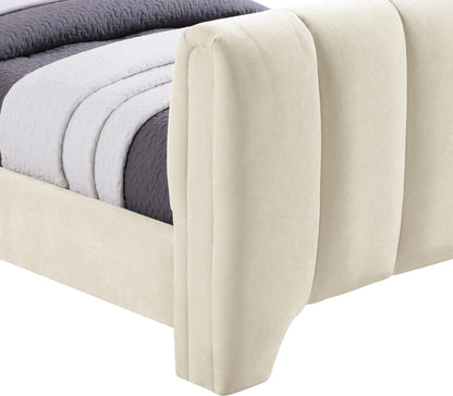 Karina Beige Chenille Fabric Twin Bed (3 Boxes)