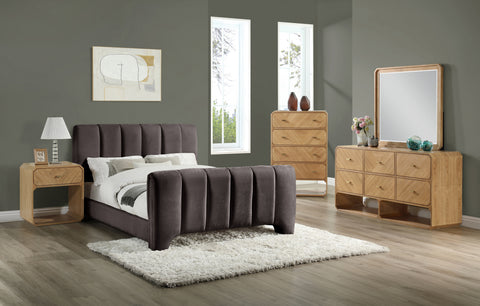 Monroe Brown Chenille Fabric Upholstered Full Bed, 1 Piece