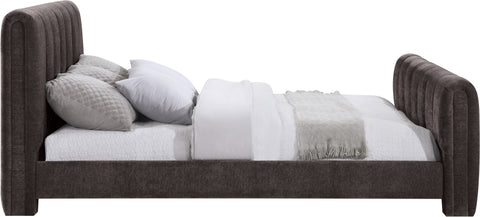 Monroe Brown Chenille Fabric Upholstered King Bed, 1 Piece