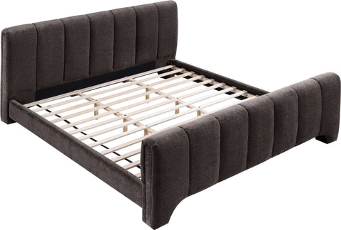 Monroe Brown Chenille Fabric Upholstered King Bed, 1 Piece