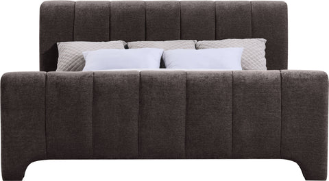 Monroe Brown Chenille Fabric Upholstered Queen Bed, 1 Piece