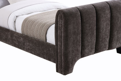 Karina Brown Chenille Fabric Twin Bed (3 Boxes)