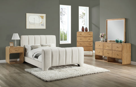 Monroe Cream Chenille Fabric Upholstered Full Bed, 1 Piece