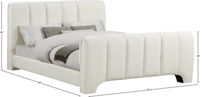 Karina Cream Chenille Fabric King Bed (3 Boxes)