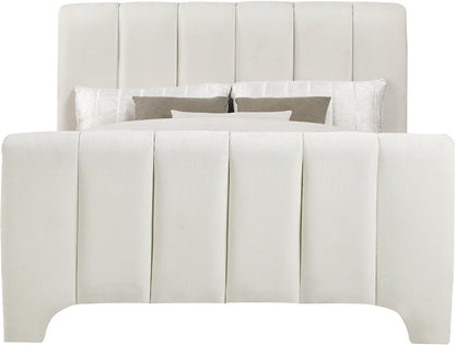 Karina Cream Chenille Fabric King Bed (3 Boxes)