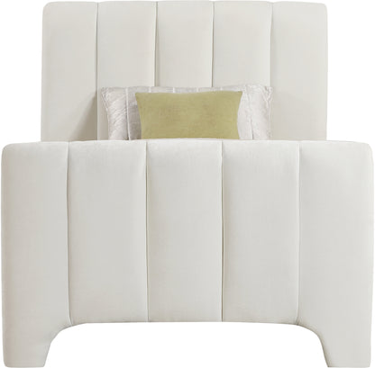 Karina Cream Chenille Fabric Twin Bed (3 Boxes)