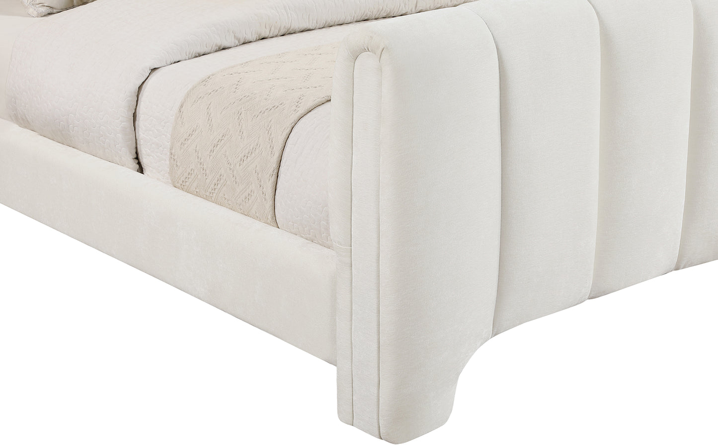 karina cream chenille fabric twin bed (3 boxes)