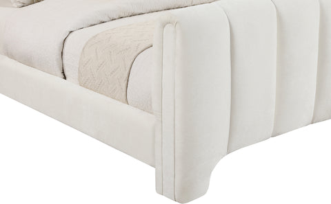 Karina Cream Chenille Fabric Twin Bed (3 Boxes)