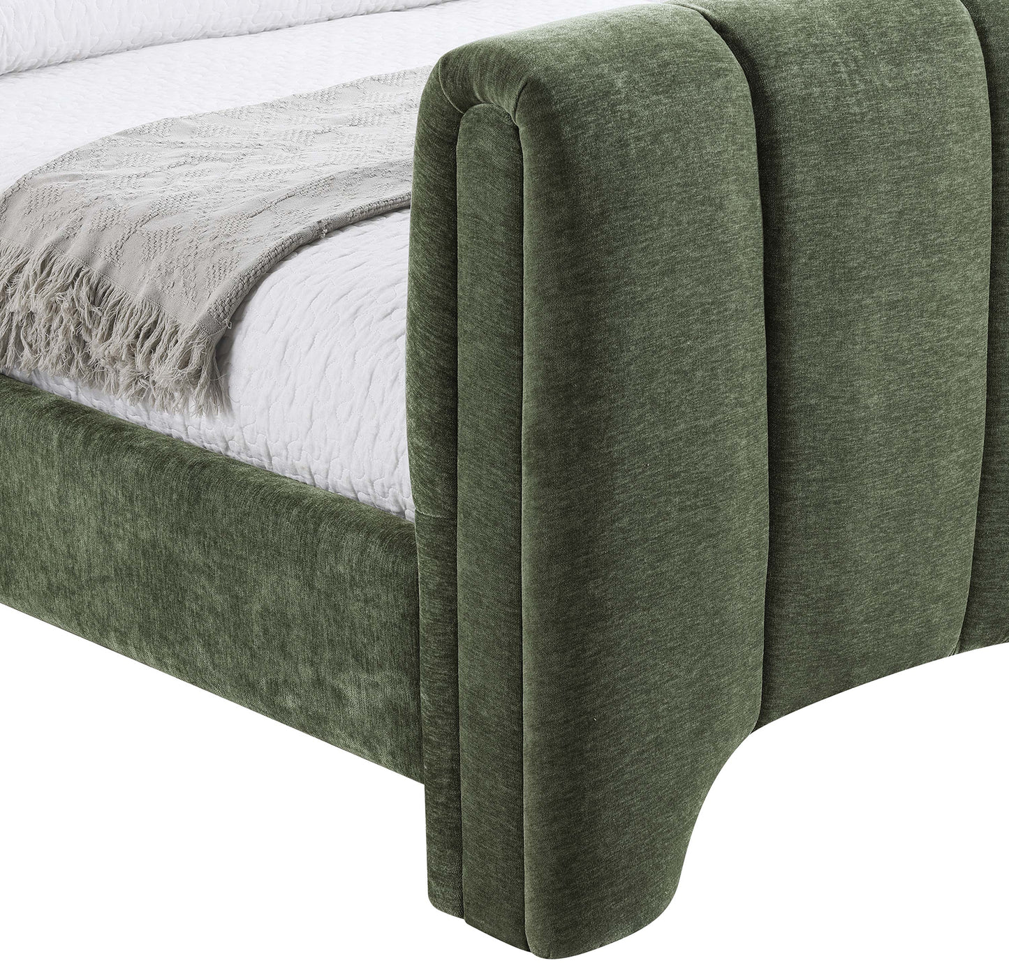 karina green chenille fabric twin bed (3 boxes)