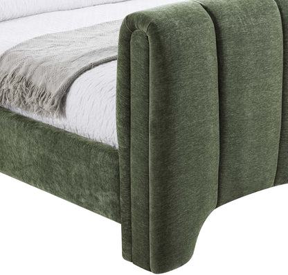 Karina Green Chenille Fabric Twin Bed (3 Boxes)