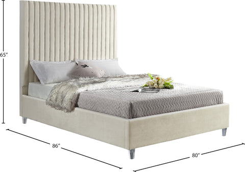 Presley Cream Velvet King Bed K