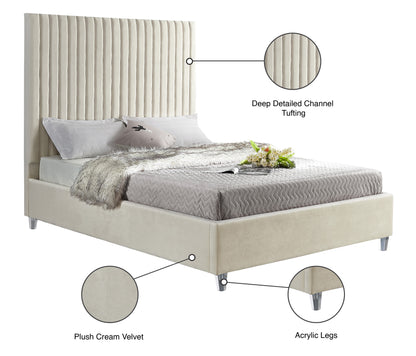 Presley Cream Velvet King Bed K