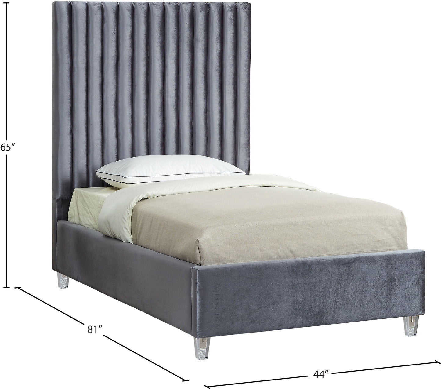 presley grey velvet twin bed t