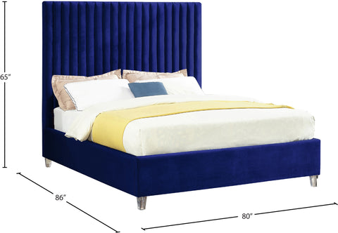 Presley Navy Velvet King Bed K