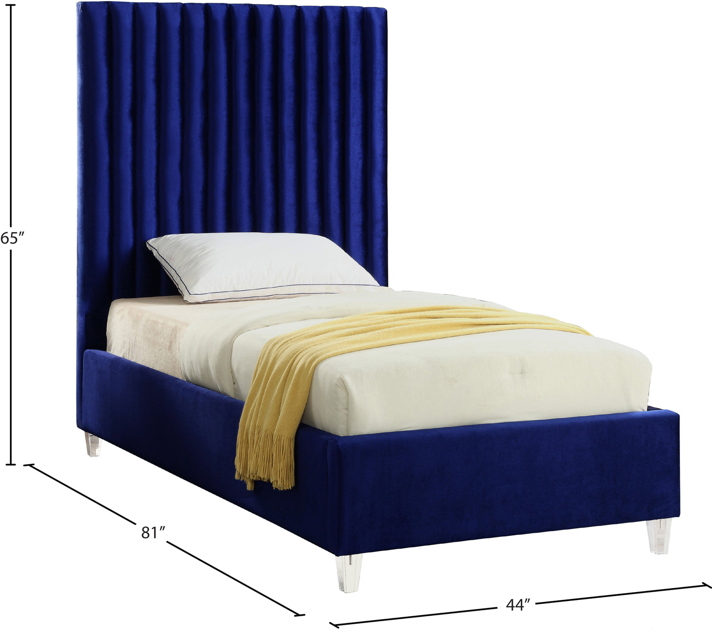 presley navy velvet twin bed t