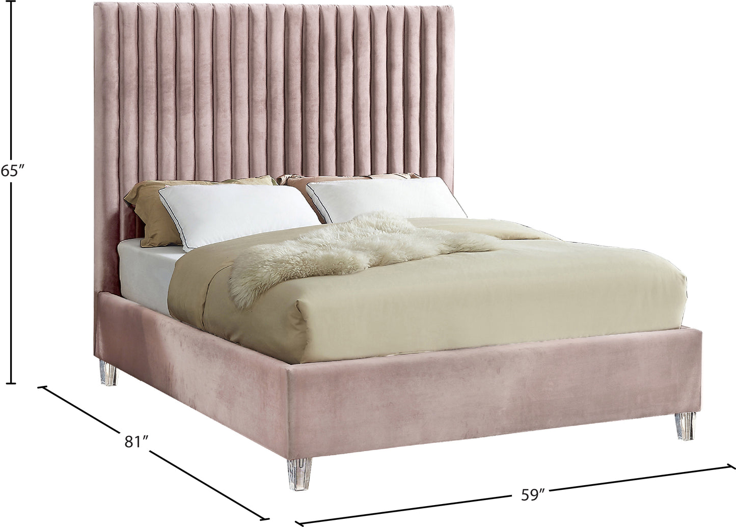 presley pink velvet full bed f