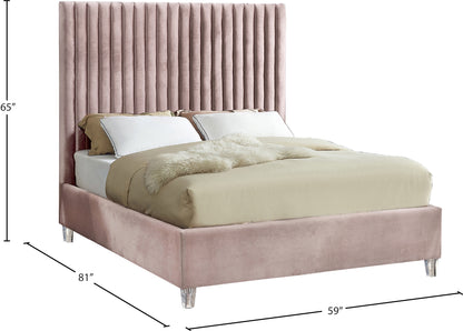 Presley Pink Velvet Full Bed F