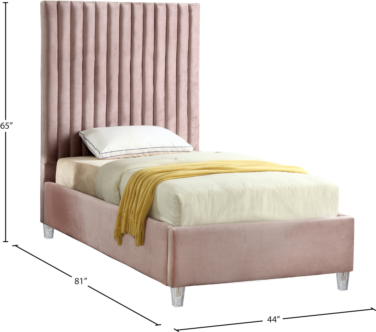 presley pink velvet twin bed t