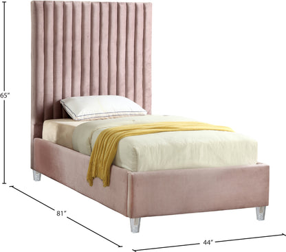 Presley Pink Velvet Twin Bed T