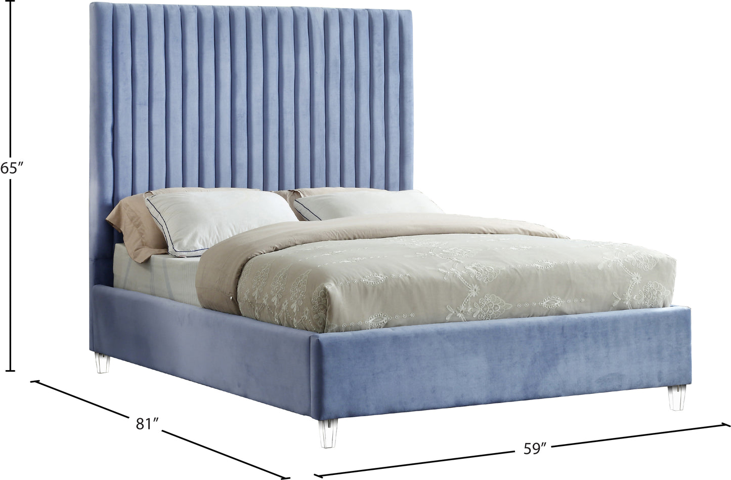 presley sky blue velvet full bed f