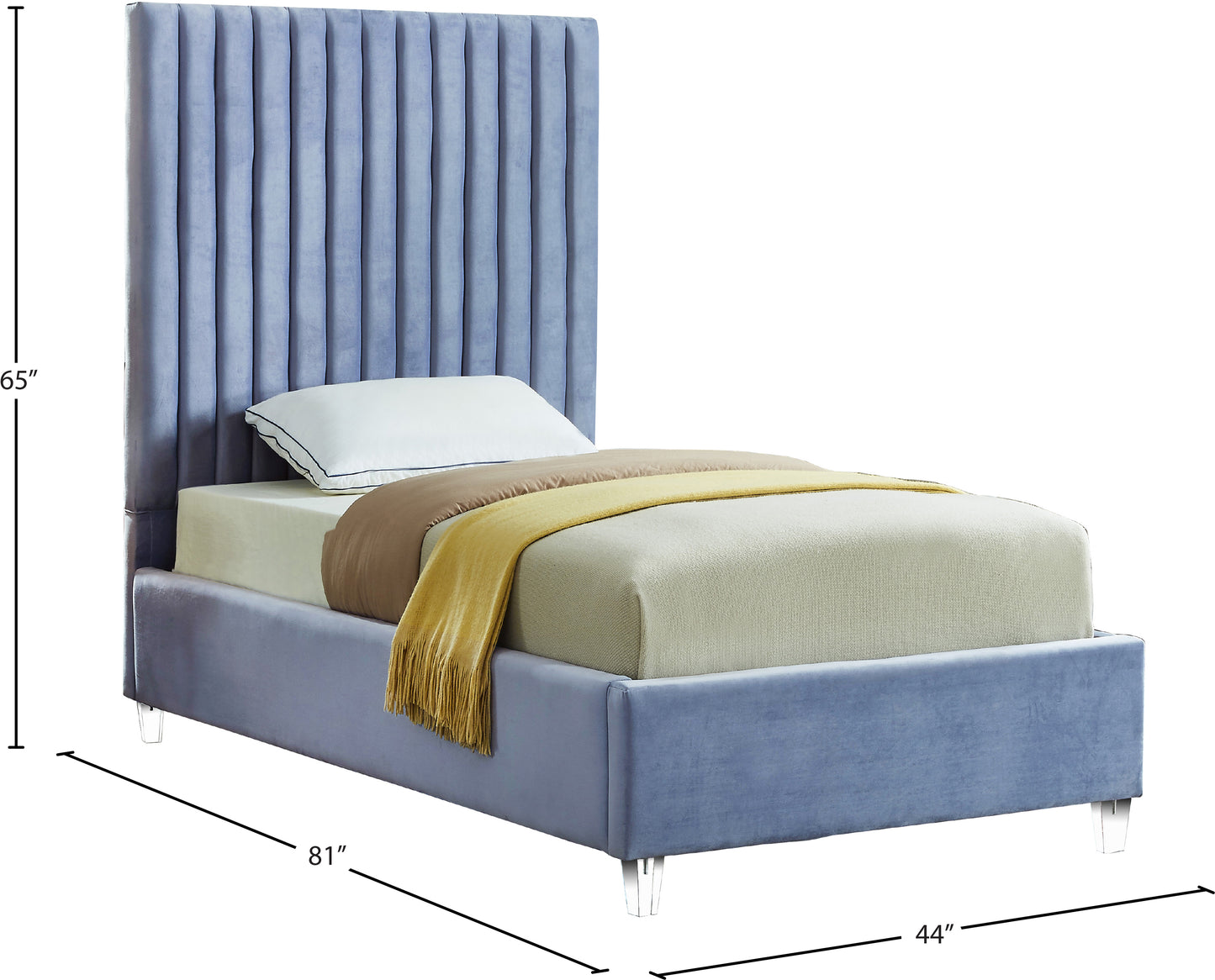 presley sky blue velvet twin bed t