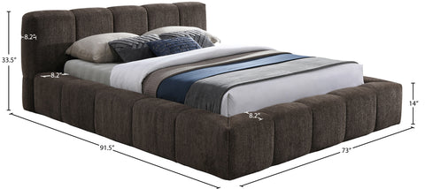 Florence Brown Chenille Fabric Upholstered Full Bed, 1 Piece