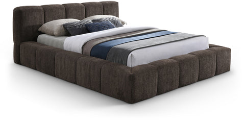 Florence Brown Chenille Fabric Upholstered Queen Bed, 1 Piece