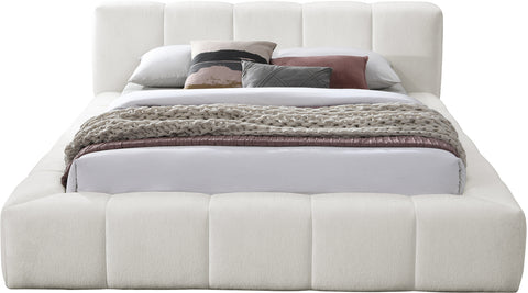 Florence Cream Chenille Fabric Upholstered Queen Bed, 1 Piece