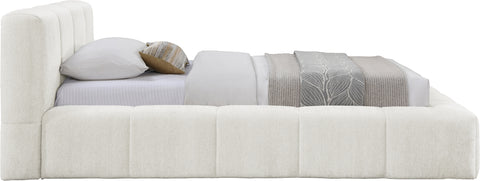 Florence Cream Chenille Fabric Upholstered Twin Bed, 1 Piece