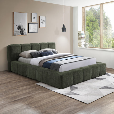 Florence Olive Chenille Fabric Upholstered Full Bed, 1 Piece
